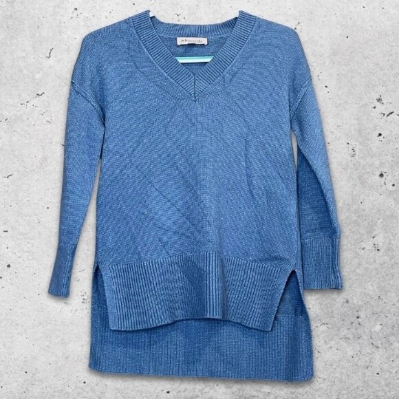 Philosophy Sweater V-Neck High Low Hem‎ Ribbed Cuffs Lightweight Blue Women's XS - Picture 1 of 12